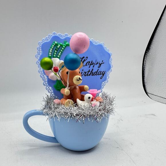 Birthday Assemblage Decor - teddy Bear vintage kitschy cute - Picture 2 of 6